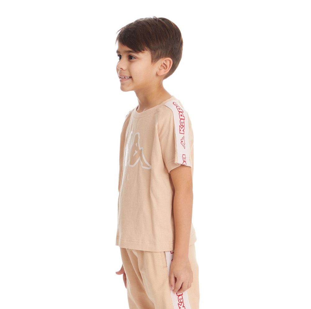 Camiseta Kappa Logo Tape Avirec 2 Beige | 62834-TISE