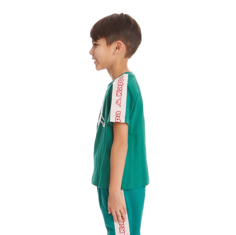 Camiseta Kappa Logo Tape Avirec 2 Verdes Oscuro | 68935-LAIV