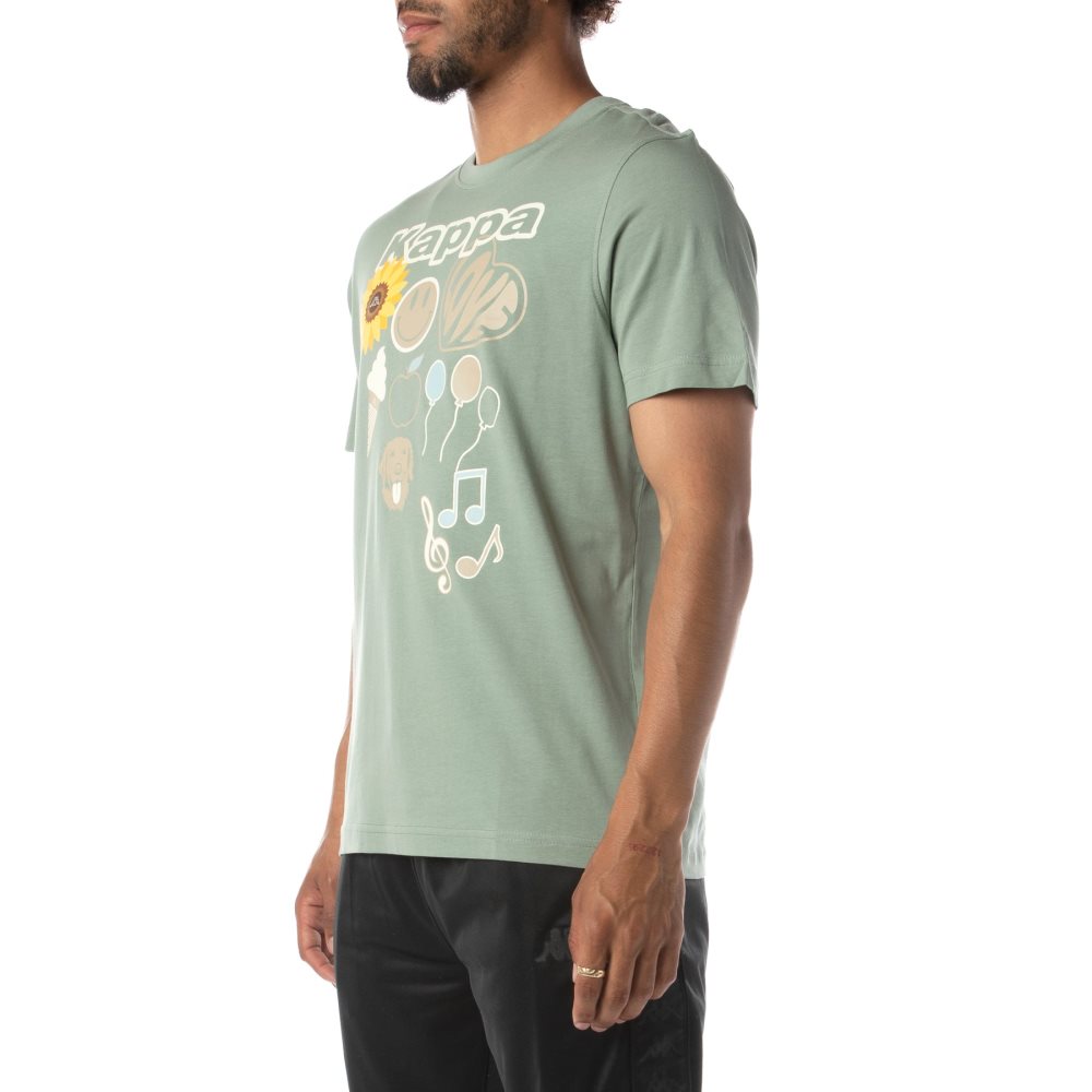 Camiseta Kappa Logo Tutto Verde Oliva | 54823-EOFN