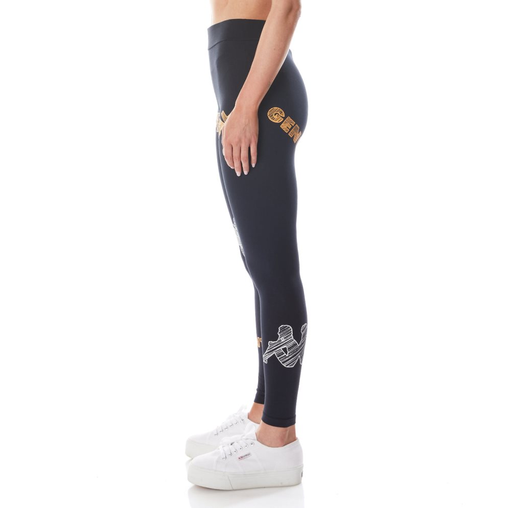 Leggins Kappa Authentic Graphik Taila Negros Naranjas Claro | 45093-QHTX