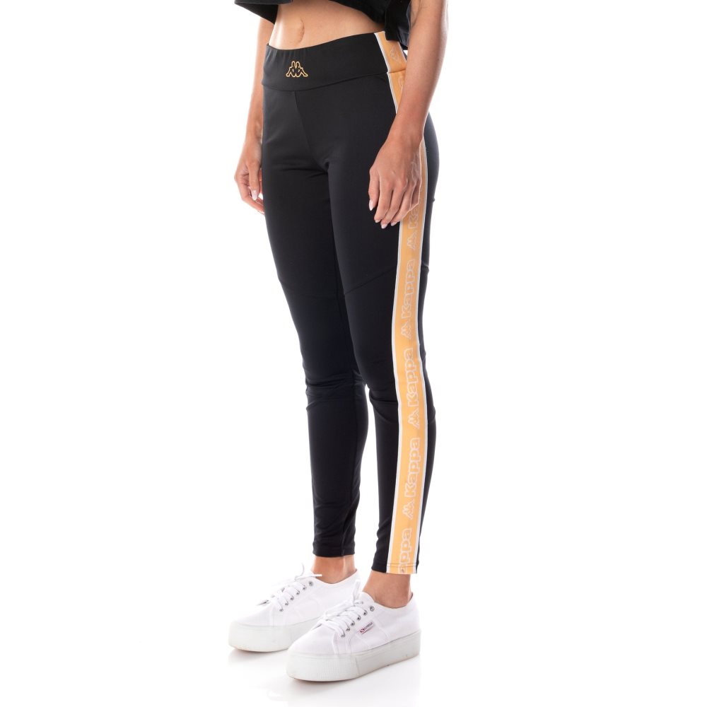 Leggins Kappa Logo Tape Eva Negros Naranjas Claro | 90645-QBDT