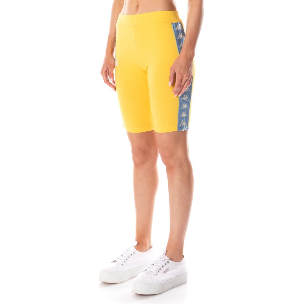 Pantalones Cortos Ciclismo Kappa 222 Banda Dicles 2 Amarillos Azules Claro | 14635-ZQLE