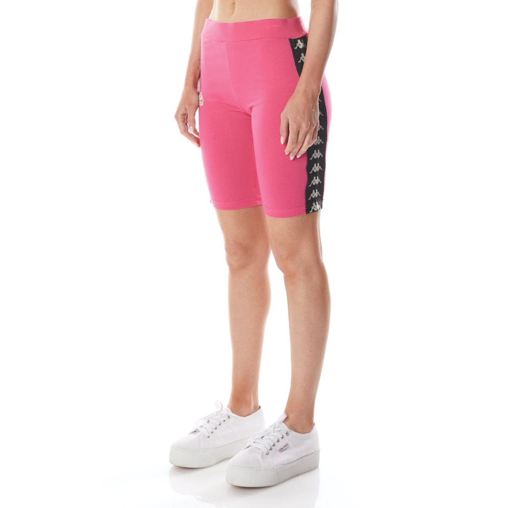 Pantalones Cortos Ciclismo Kappa 222 Banda Dicles 2 Rosas Negros | 29086-MWHQ