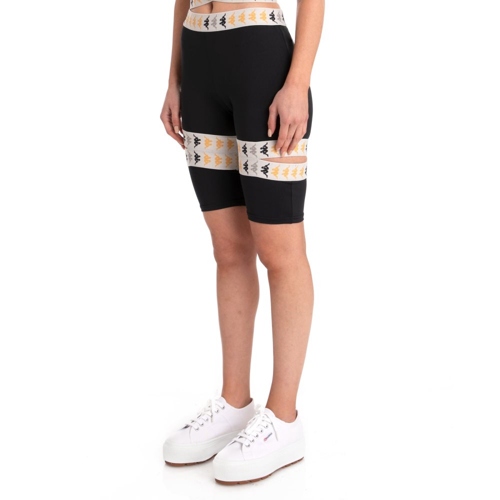 Pantalones Cortos Ciclismo Kappa 222 Banda Fuig 2 Negros | 56390-ISEO