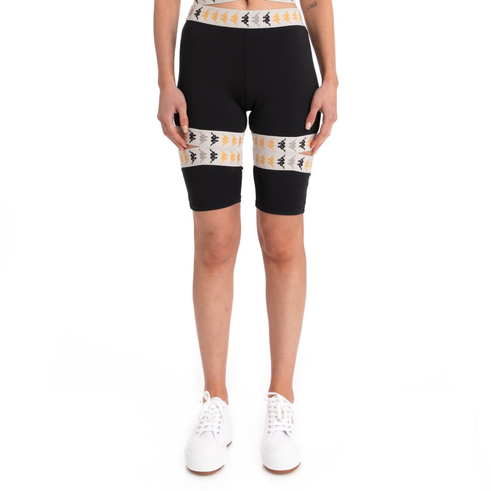 Pantalones Cortos Ciclismo Kappa 222 Banda Fuig 2 Negros | 56390-ISEO