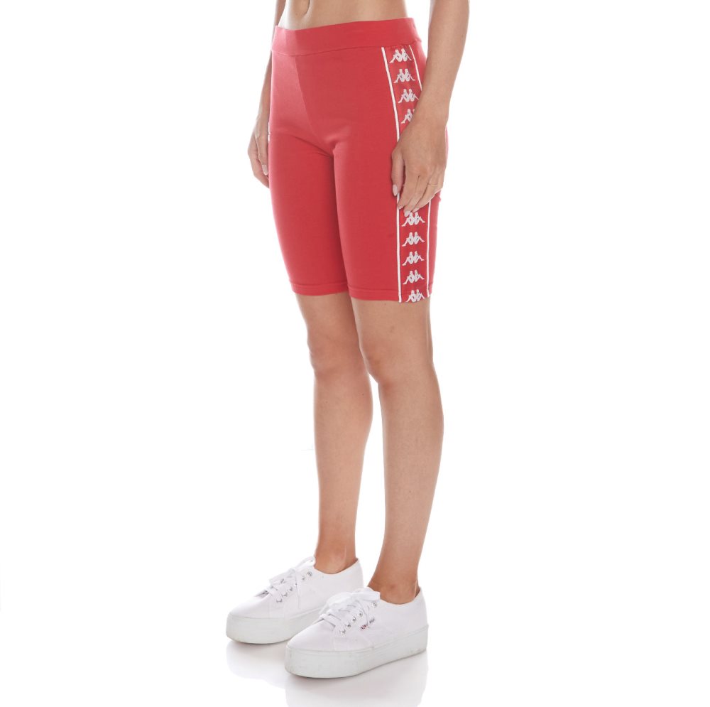 Pantalones Cortos Ciclismo Kappa 222 Banda Dicles 2 Rojos Blancos | 74018-DNWM