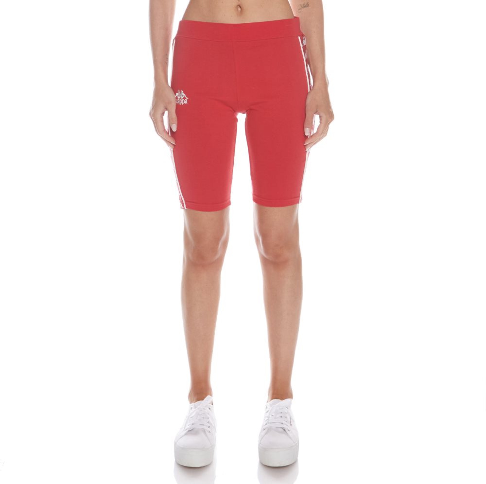 Pantalones Cortos Ciclismo Kappa 222 Banda Dicles 2 Rojos Blancos | 74018-DNWM