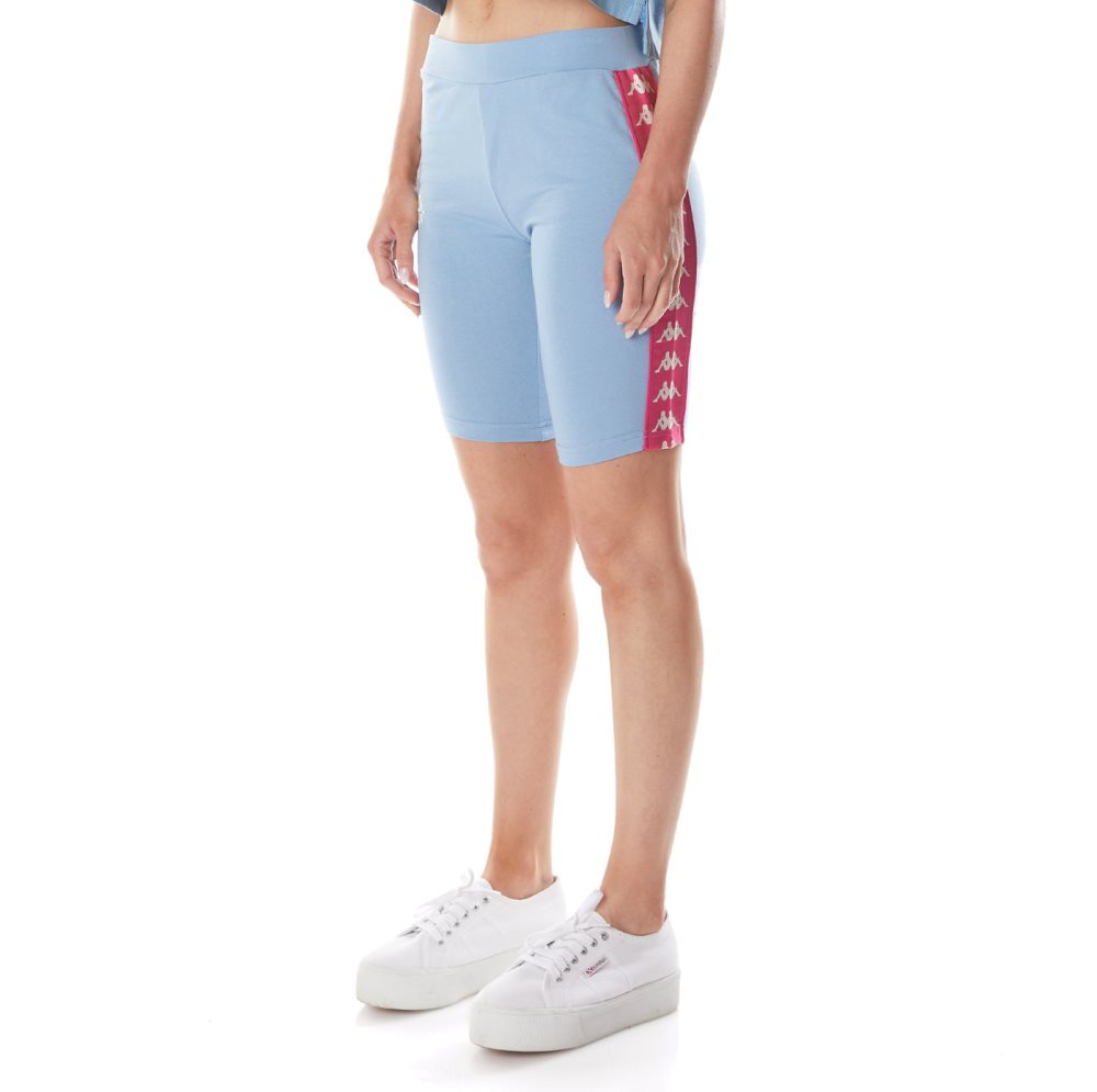 Pantalones Cortos Ciclismo Kappa 222 Banda Dicles 2 Azules Claro Rosas | 98173-QDLB