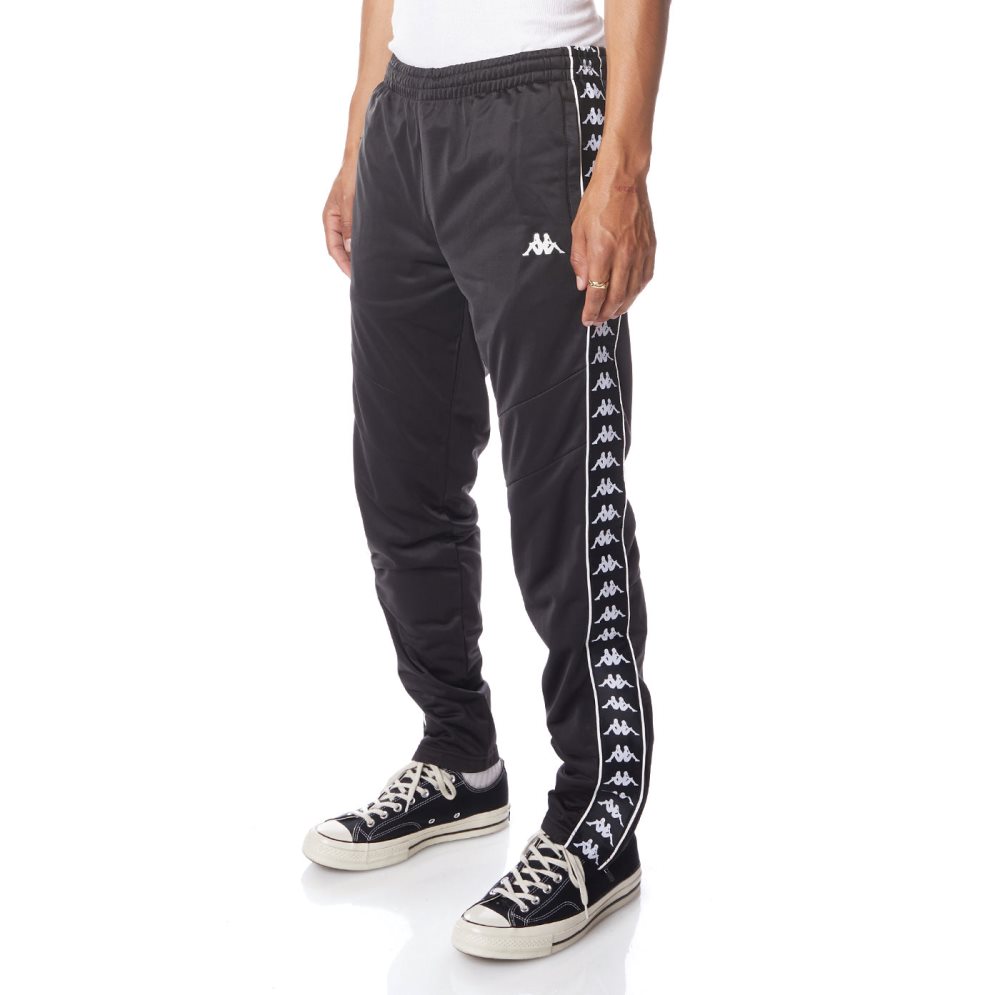 Pantalones Deportivos Kappa 222 Banda Aderno Negros Blancos | 82591-VZSF