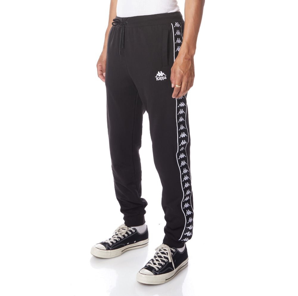 Pantalones Deportivos Kappa 222 Banda Alanz 2 Negros Blancos | 50487-QOVZ