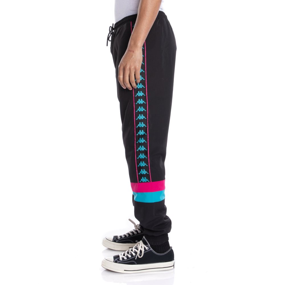 Pantalones Deportivos Kappa 222 Banda Gumball Govel Negros | 35960-IBFH