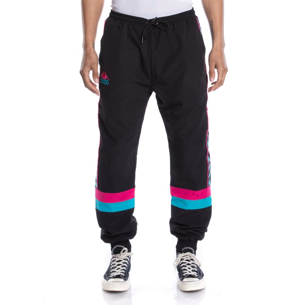 Pantalones Deportivos Kappa 222 Banda Gumball Govel Negros | 35960-IBFH