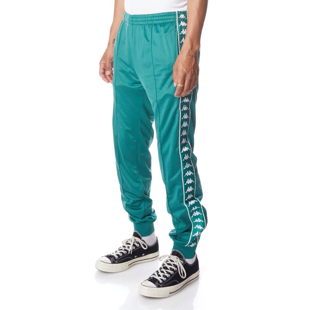 Pantalones Deportivos Kappa 222 Banda Rastoriazz Verdes Blancos | 68390-BXGQ