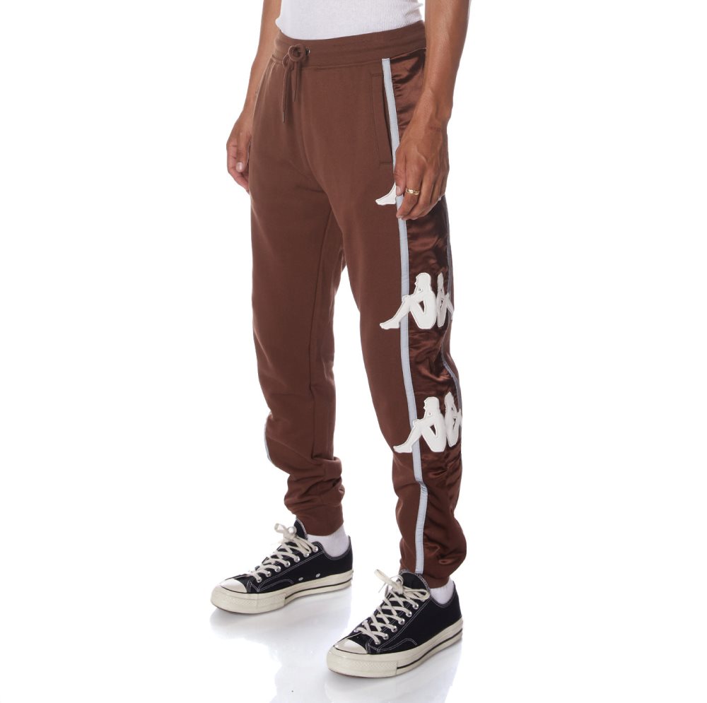 Pantalones Deportivos Kappa Authentic Clint Marrom Blancos | 14380-KIPF