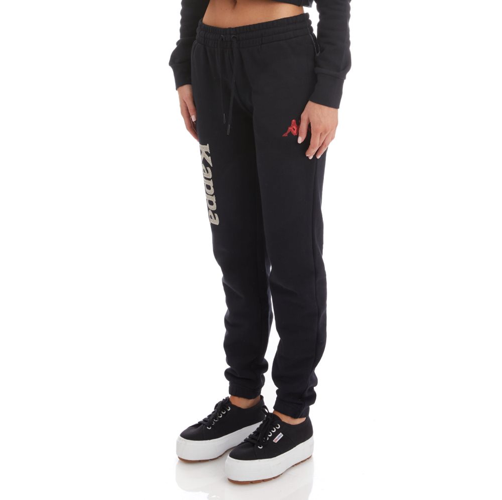 Pantalones Deportivos Kappa Authentic Glitty Negros | 31258-ZNWI