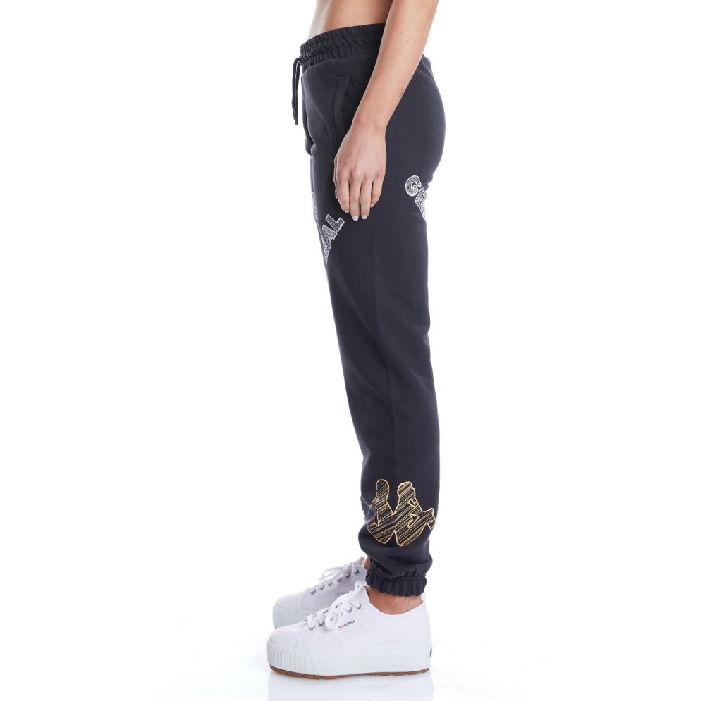 Pantalones Deportivos Kappa Authentic Graphik Tyssa Negros Naranjas Claro | 01274-ALOB