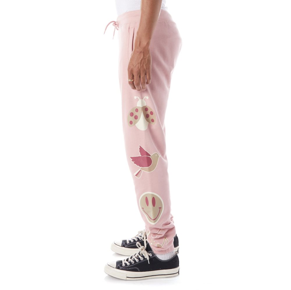 Pantalones Deportivos Kappa Logo Barillas Rosas Claro | 31786-GTPK