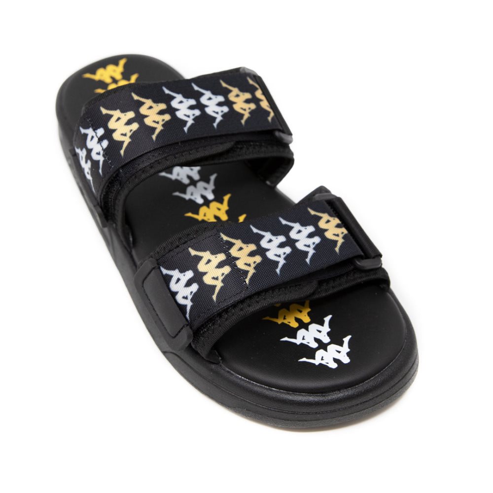 Sandalias de Diapositivas Kappa 222 Banda Aster 4 Negros Blancos | 19046-JSDN