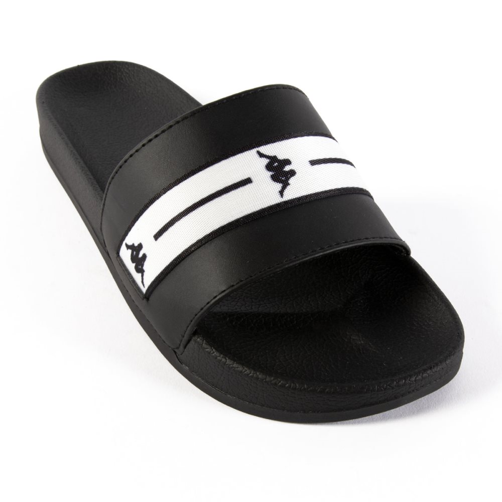 Sandalias de Diapositivas Kappa Authentic Aseir 1 Negros Blancos | 21457-RAHY