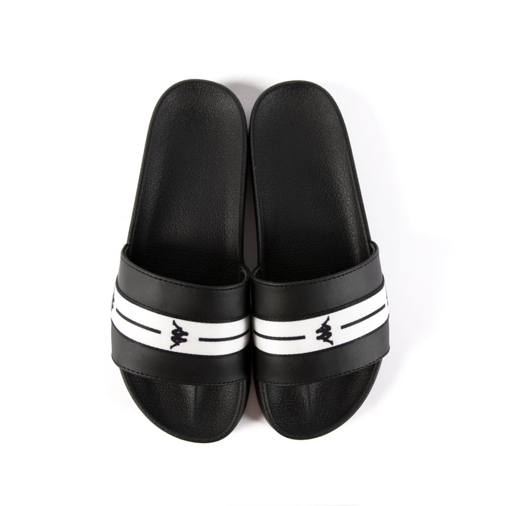 Sandalias de Diapositivas Kappa Authentic Aseir 1 Negros Blancos | 21457-RAHY