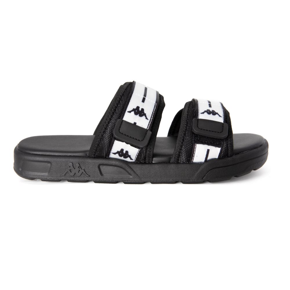 Sandalias de Diapositivas Kappa Authentic Jpn Tasiilaq 1 Negros Blancos | 30689-YHZN