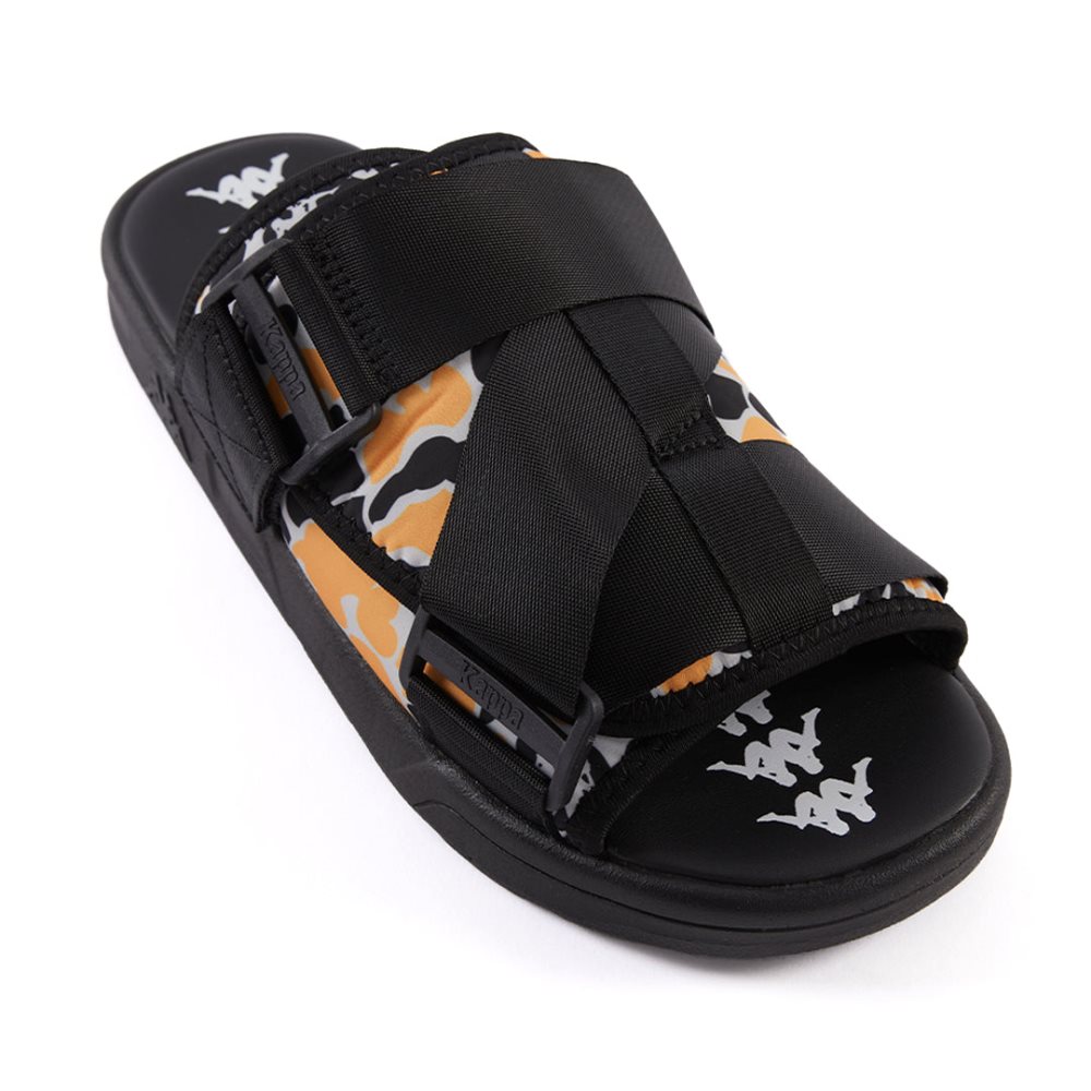 Sandalias de Diapositivas Kappa Authentic Taisy 1 Negros Amarillos Claro | 35894-QKUL