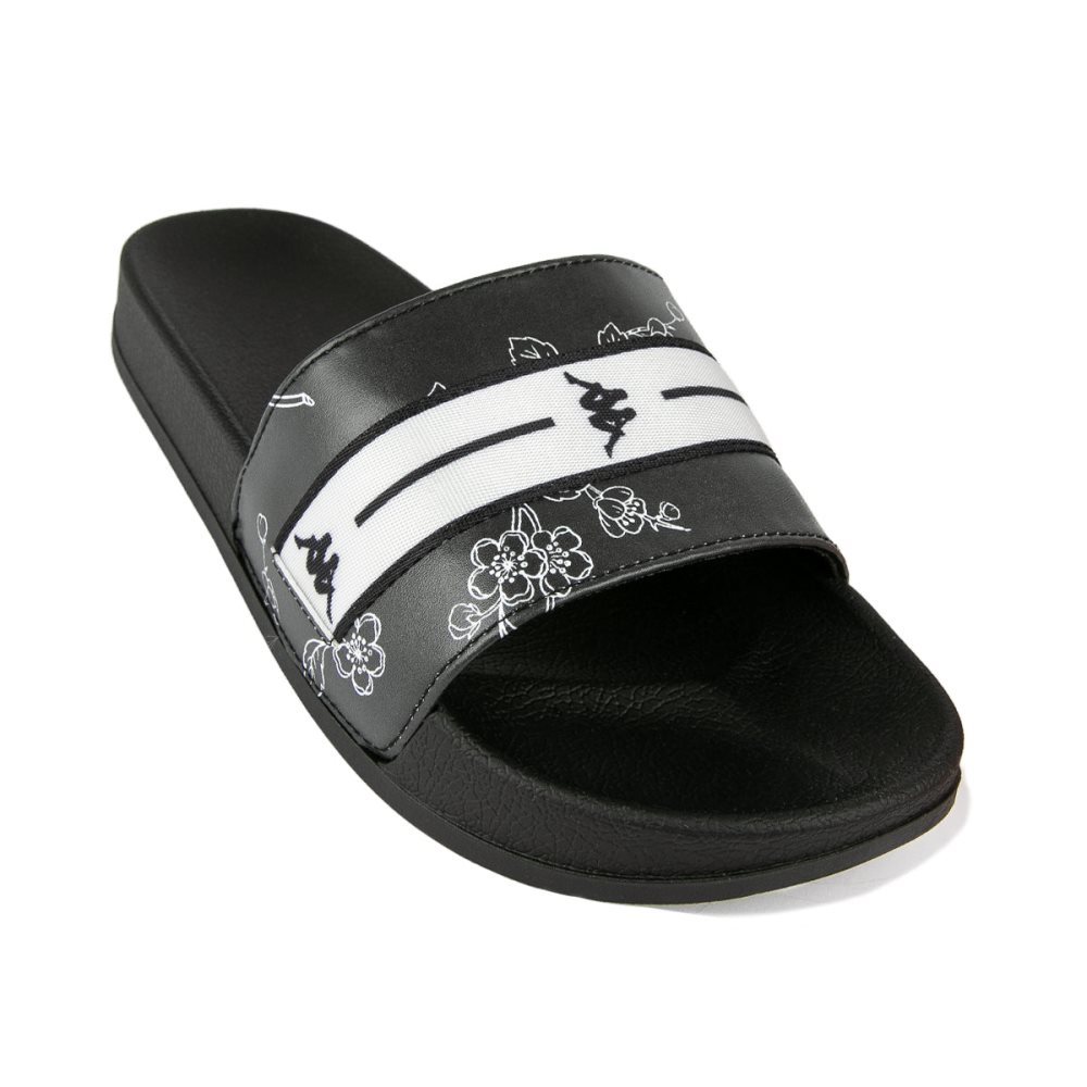 Sandalias de Diapositivas Kappa Authentic Jpn Aramoor 1 Negros Blancos | 86745-PJDC