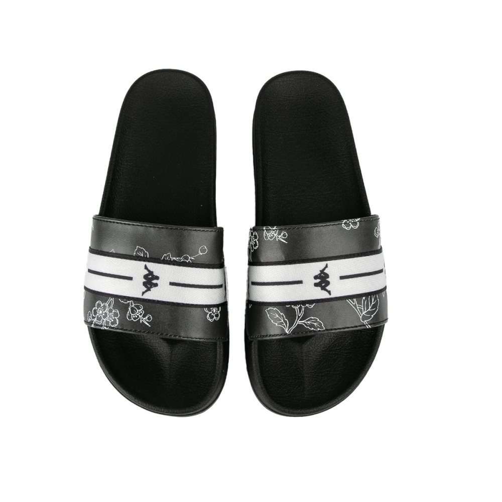 Sandalias de Diapositivas Kappa Authentic Jpn Aramoor 1 Negros Blancos | 86745-PJDC