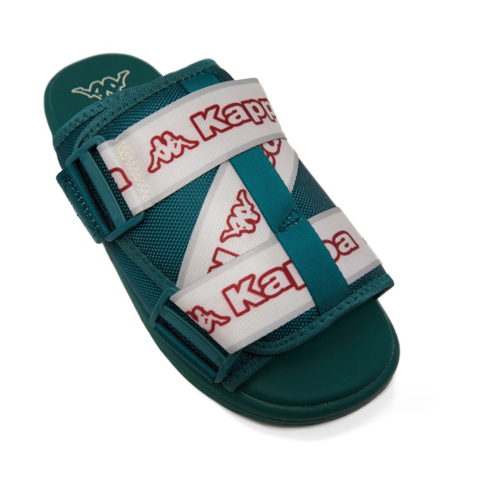 Sandalias de Diapositivas Kappa Logo Tape Kalpi Verdes Oscuro | 05634-ZEMN