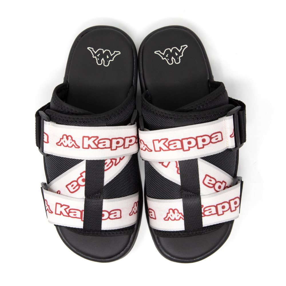 Sandalias de Diapositivas Kappa Logo Tape Kalpi Negros | 17842-KHMO