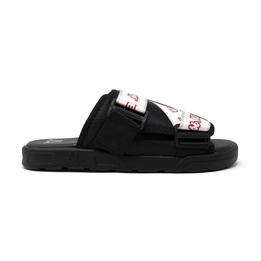 Sandalias de Diapositivas Kappa Logo Tape Kalpi Negros | 75296-ZNYX