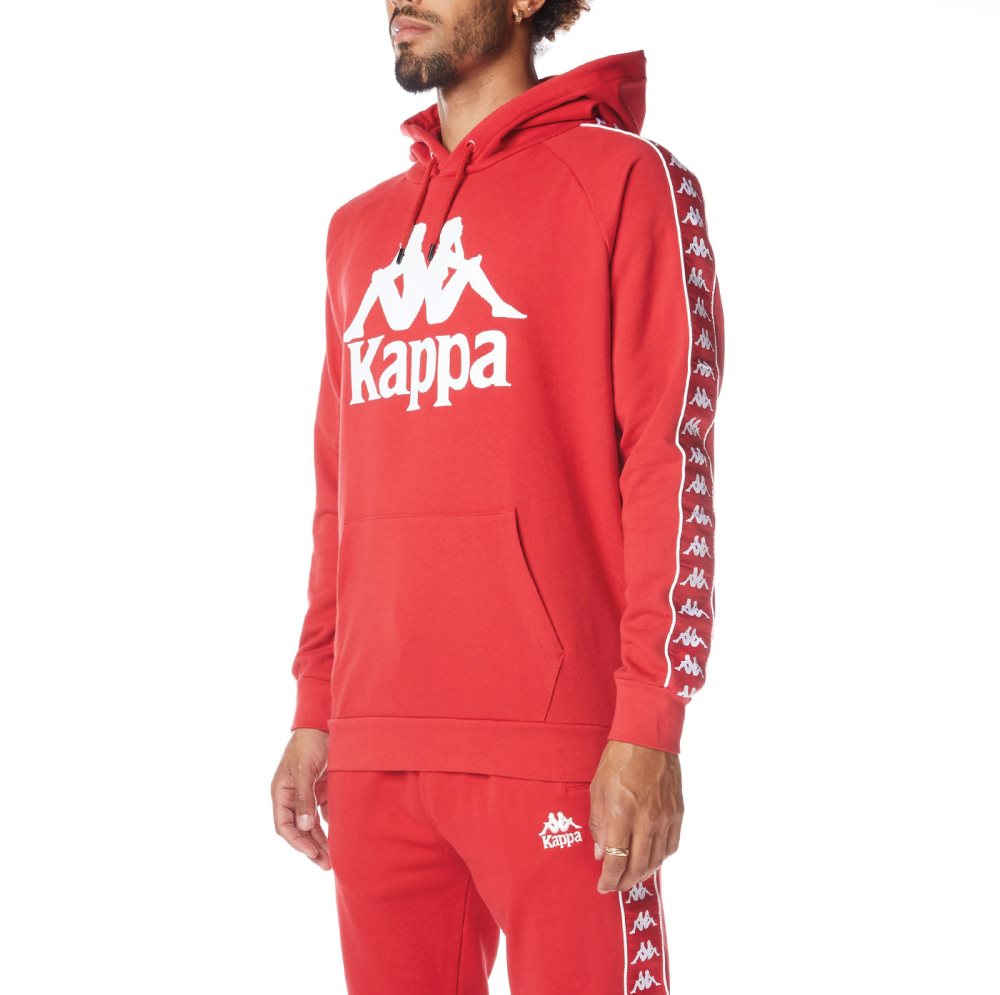 Sudadera Con Capucha Kappa 222 Banda Hurtado 2 Rojos Blancos | 36015-KPGD