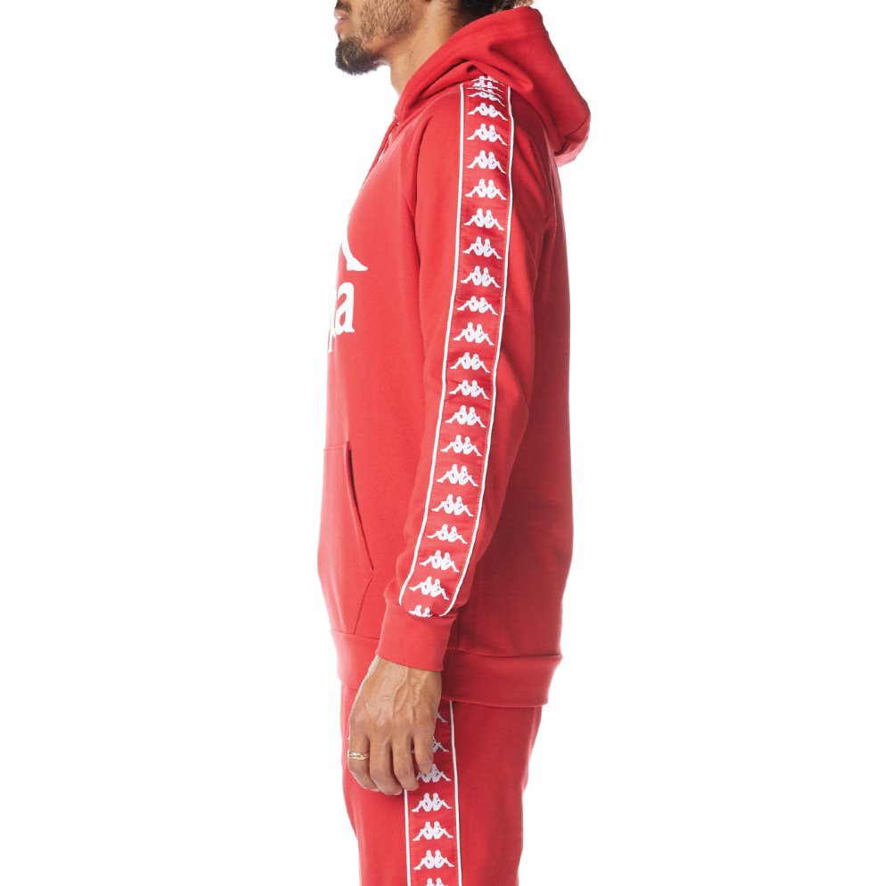 Sudadera Con Capucha Kappa 222 Banda Hurtado 2 Rojos Blancos | 36015-KPGD