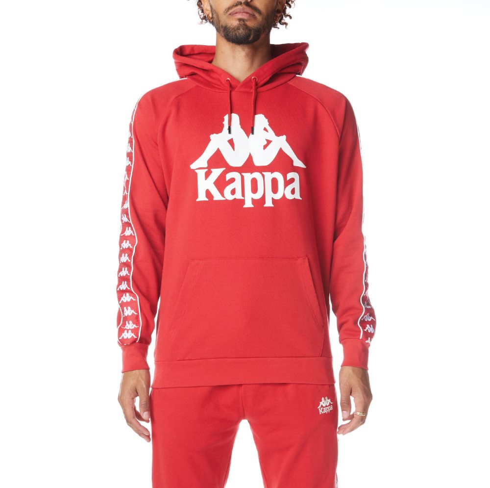 Sudadera Con Capucha Kappa 222 Banda Hurtado 2 Rojos Blancos | 36015-KPGD