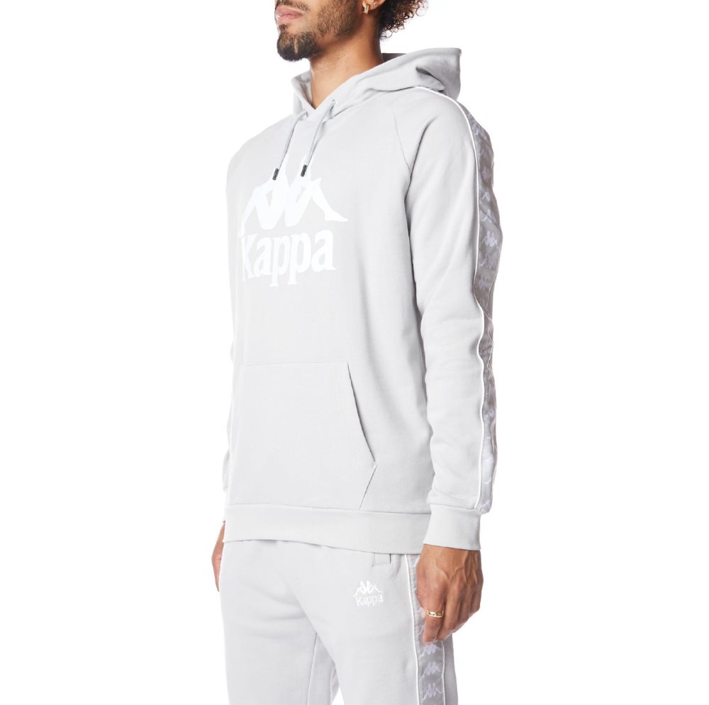 Sudadera Con Capucha Kappa 222 Banda Hurtado 2 Grises Blancos | 89051-GAWR