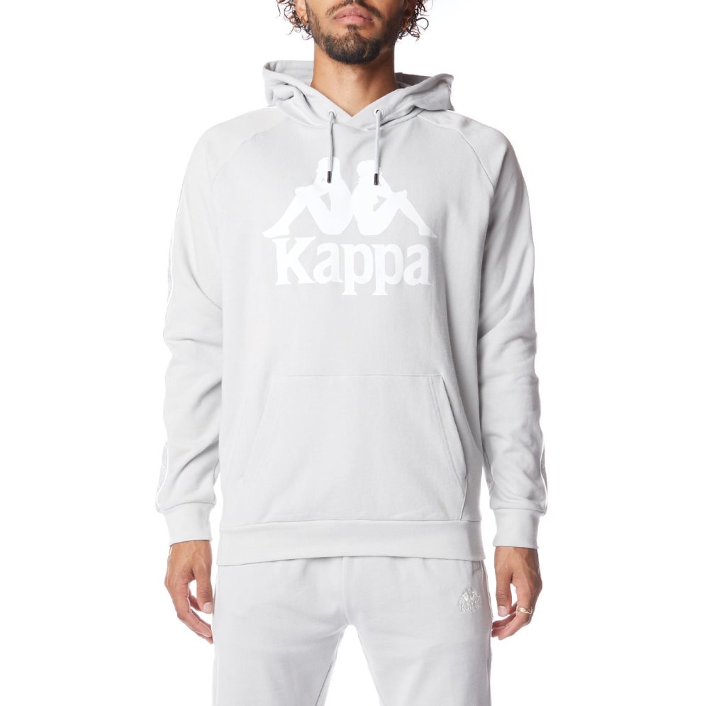 Sudadera Con Capucha Kappa 222 Banda Hurtado 2 Grises Blancos | 89051-GAWR