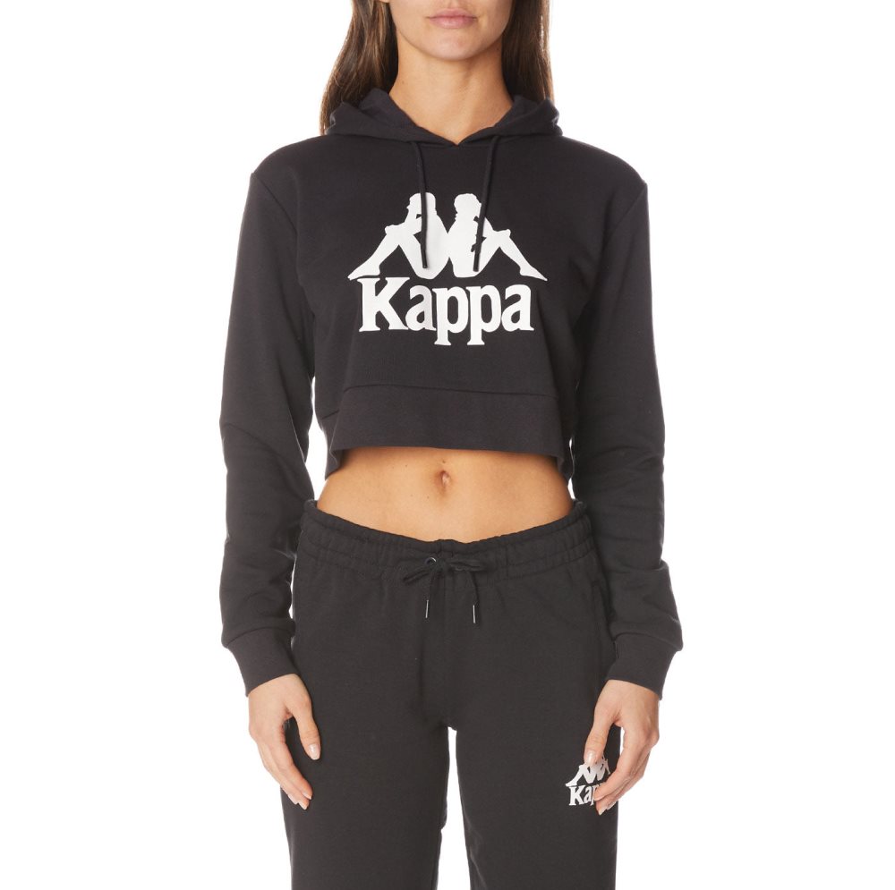 Sudadera Con Capucha Kappa Authentic Ambatobeny Negros | 05763-RDLK