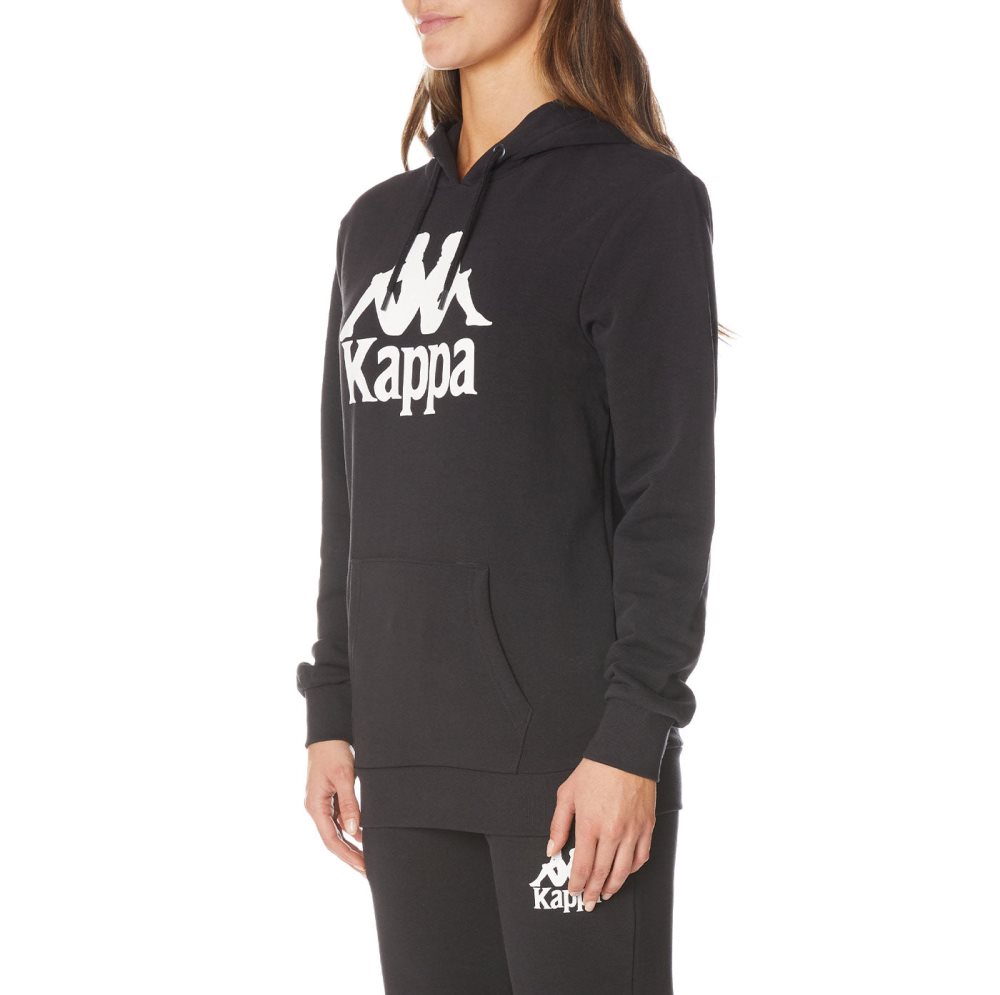 Sudadera Con Capucha Kappa Authentic Ambanja Negros | 81095-IKJR