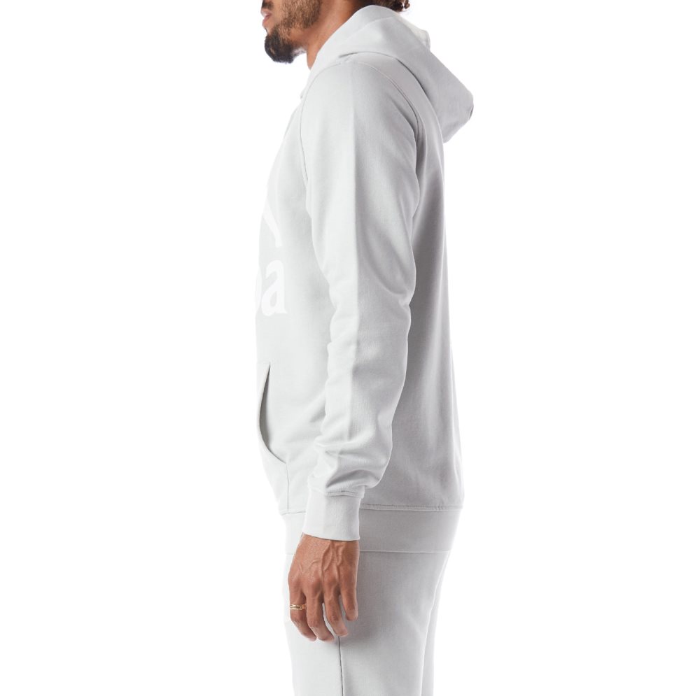 Sudadera Con Capucha Kappa Authentic Awert Grises Blancos | 03419-WPEZ