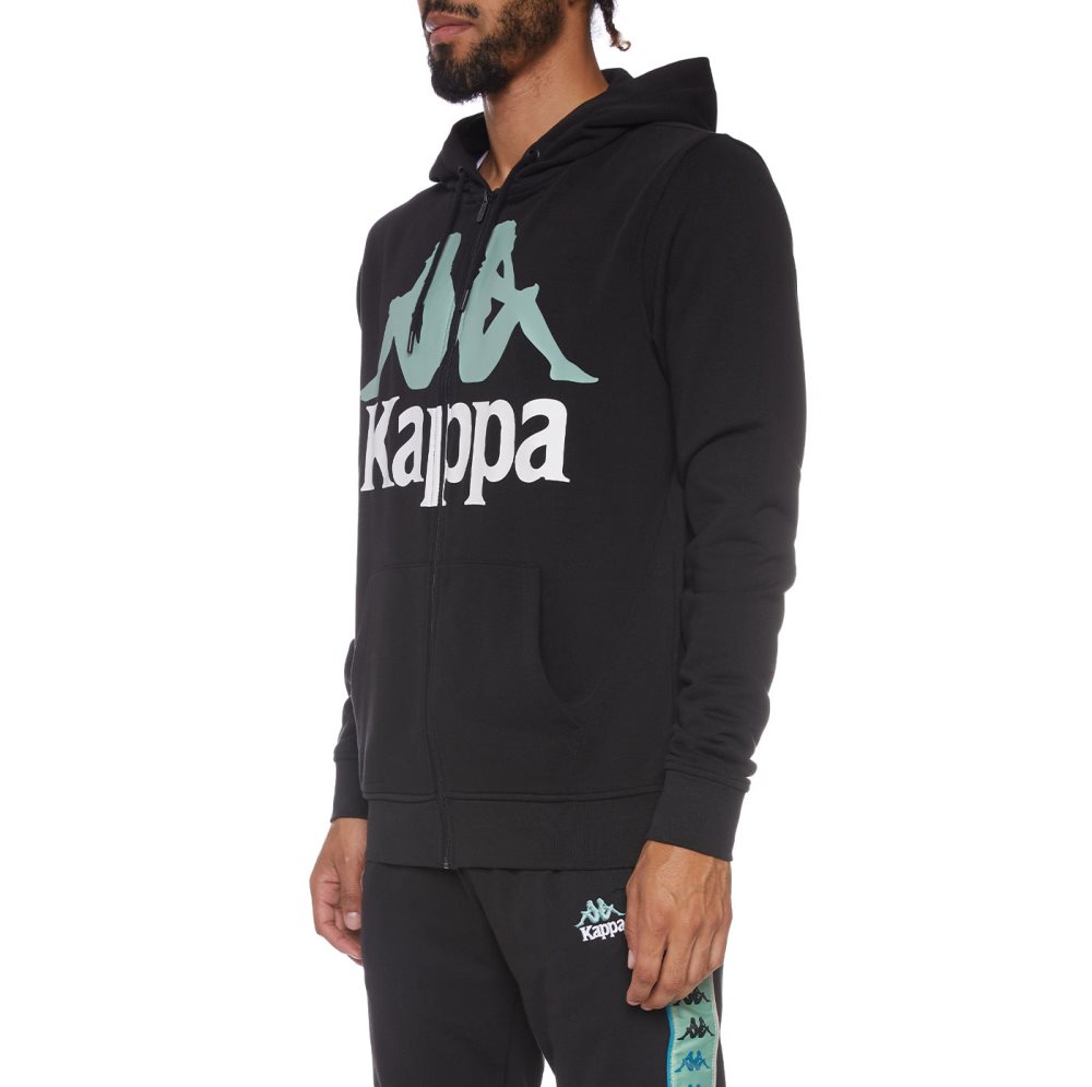 Sudadera Con Capucha Kappa Authentic Awert Negros | 17508-UTOF