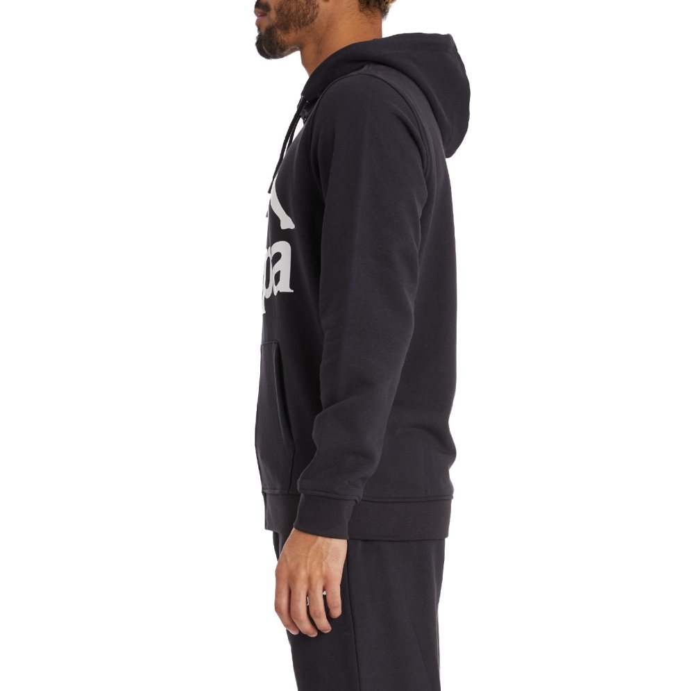 Sudadera Con Capucha Kappa Authentic Awert Negros Blancos | 85467-MSBI