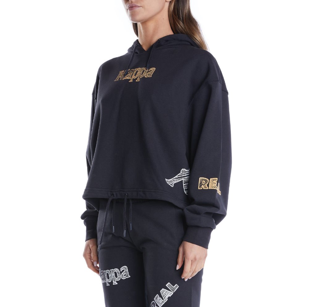 Sudadera Con Capucha Kappa Authentic Graphik Tricia Negros Naranjas Claro | 20473-DAVL