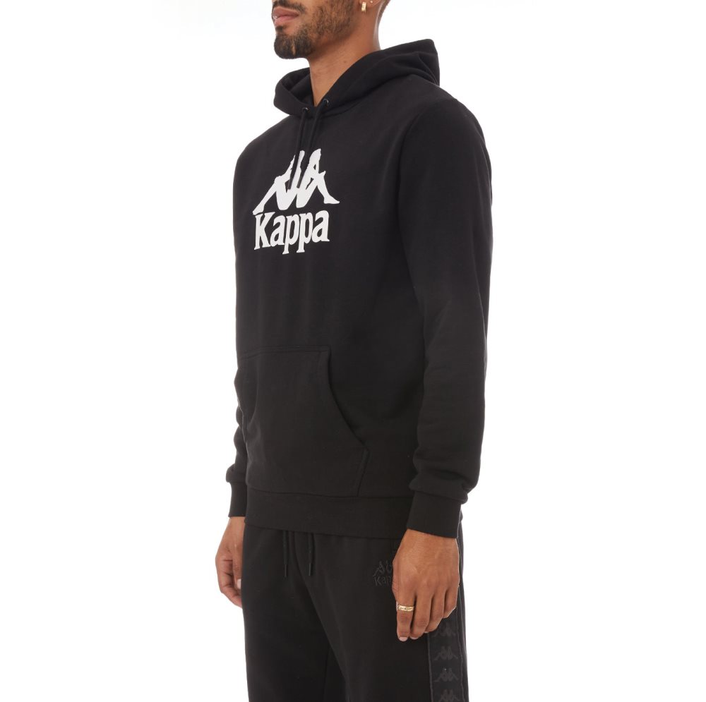 Sudadera Con Capucha Kappa Authentic Malmo Negros | 37829-OXPF