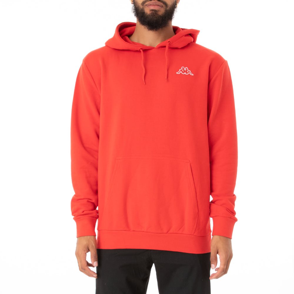 Sudadera Con Capucha Kappa Logo Fleece Caiok Rojos Coral | 26145-FPDZ