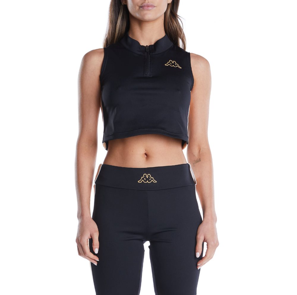 Sujetadores Deportivos Kappa Logo Tape Elia Crop Top Negros Naranjas Claro | 16582-LGSK