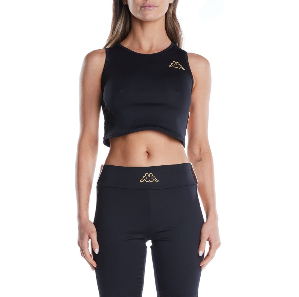 Sujetadores Deportivos Kappa Logo Tape Erina Crop Top Negros Naranjas Claro | 79435-YIZE