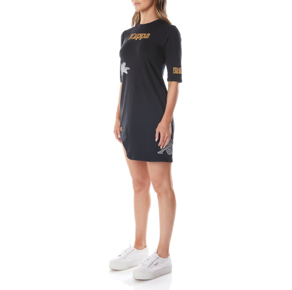 Vestido Kappa Authentic Graphik Tez Negros Naranjas Claro | 24309-TKHI